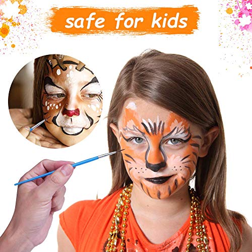 Miserwe Safe Non-Toxic Face Painting Kit-18 Colors,40 Stencils,1 Silver Sticker,2 Glitter Powder,4 Brushes, 4 Sponge Kit Professional Washable Body & Face Painting Kits for Kids Adult