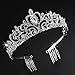 Tinksky Princess Tiara with Comb Shining Crystal Rhinestones Wedding Bridal Tiara Headband (Silver)