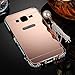[1-Pack][2-IN-1]Samsung Galaxy J7 Case, AMASELL Luxury Bling 3D Sparkle Diamond Mirror+Aluminum Metal Frame With Pearl Tassels Hard PC Back Cover for SM-J700F /SM-J700P,2015 ( (Rose Gold with bling)