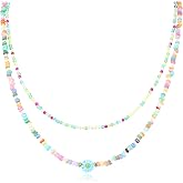 Beaded Necklace for Women Bohemian Simple Summer Party Trendy Jewelry Gift Flower Beads Statement Pearl Natural Stone Choker Necklaces