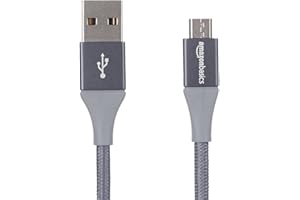 �鶹�� Basics Double Braided Nylon USB 2.0 A to Micro B Charger Cable | 6 Feet, Dark Grey