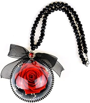 Handmade Preserved Fresh Roses Flower Hanging Ornaments - Acrylic Ball Car Decorative Ornament, Nontoxic Real Flowers, Last more than 3 Years