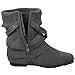 Womens Ankle Boots Slouch Knitted and Suede Cross Strap Buckles