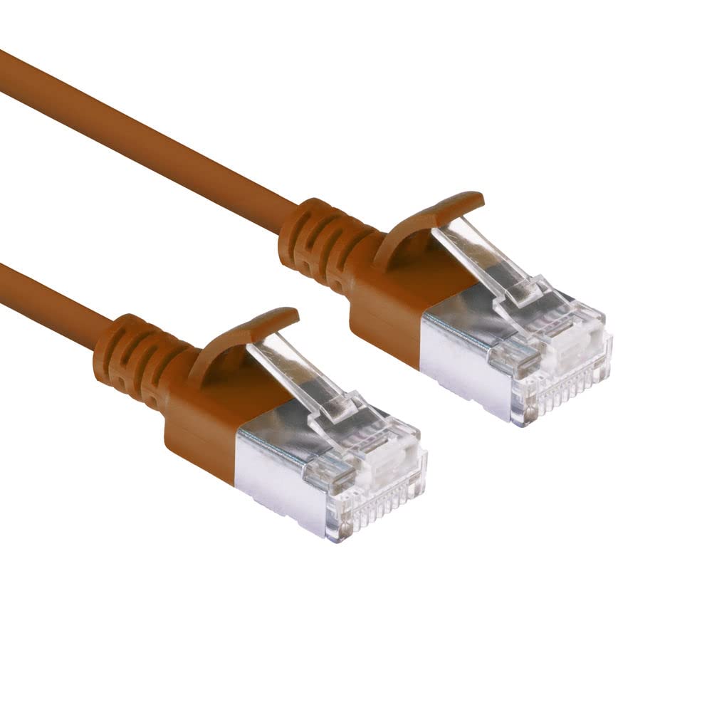 ACT CAT6a Network Cable, U/FTP LSZH LAN Cable, Thin 3.8 mm Slimline, Flexible Snagless CAT 6a Cable with RJ45 Connector, for Use in Data Centres, 3 Metres, Brown - DC7203