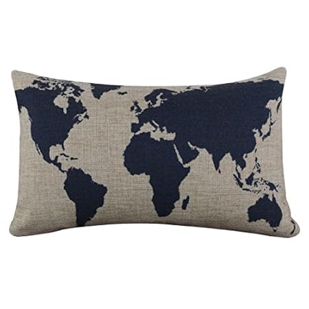 Oyedens Weltkarte Kissenbezug 30x50, Kissen Kissenbezüge Kissenhülle Kopfkissenbezug Bettkissenbezug Pillowcase - Für Schlafs