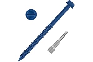 Etauwe 1/4" x 5" Blue Hex Head Concrete Screw Anchor Kit for Anchoring to Masonry, Block or Brick, 50 PCS
