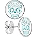Body Candy Stainless Steel White Greenish Blue Sugar Skull Stud Earrings