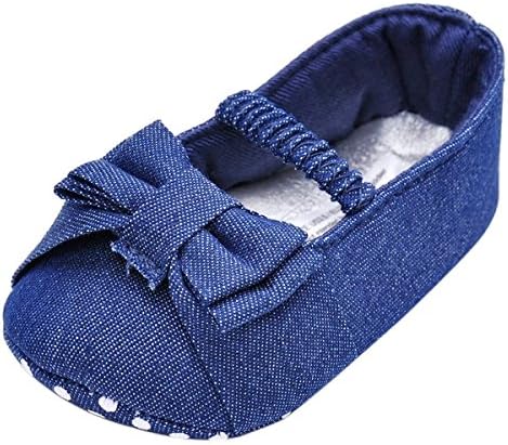 Novolix Infants Baby Girl Denim Shoes Soft Soled Toddler Prewalkers Lovely Bowknot Crib Sneakers 0-1 Year Old