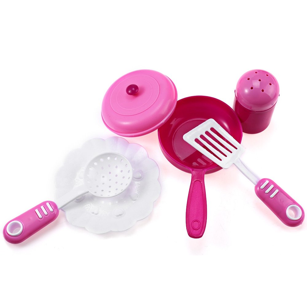 Robolife Kids Kitchen Cookware Pretend Play Toy Set With Music Light For Kids 3 Pink