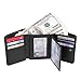 Augus Trifold Leather Wallet for Man RFID Blocking Wallet with Double ID Window (black)