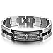 JewelryWe Stainless Steel Black Silver-Tone Religious Cross English Lords Prayer Mens Bracelet, 8.1 Inch