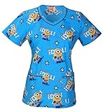 6787C DPMI L Cherokee Tooniforms Disney Uniform Scrub V-Neck Top My Idol Minions