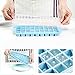 Ice Cube Trays with Lid, with 2 Stainless Steel Mixing Spoon, for 36 Square Cubes Flexible Easy Release Freezer Molds Blue By GESCHOK