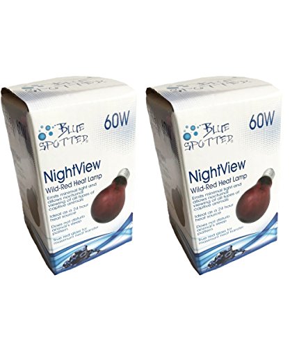 Blue Spotted NightView Wild-Red Heat Lamp Ideal As A 24 Hour Heat Source for Your Pet Reptiles and Amphibians! (60 Watt 2 Pack)