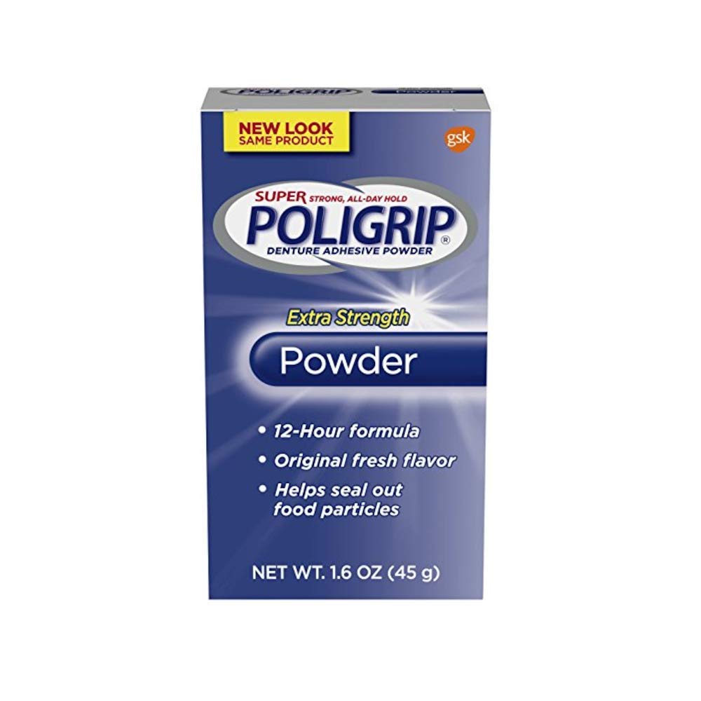 PoliGrip Super Denture Adhesive Powder, Extra Strength, 1.6 oz (45 g