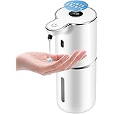 Automatic Liquid Soap Dispenser 12.8oz, Rechargeable & 6 Levels Soap Adjustable with Digital Display, Wall Mount, Waterproof, Touchless Hand/Dish Soap Dispenser for Kitchen, Bathroom, Hotel
