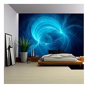 Blue Electromagnetic Field, Computer Generated Abstract Background - Removable Wall Mural | Self-Adhesive Large Wallpaper - 66x96 inches
