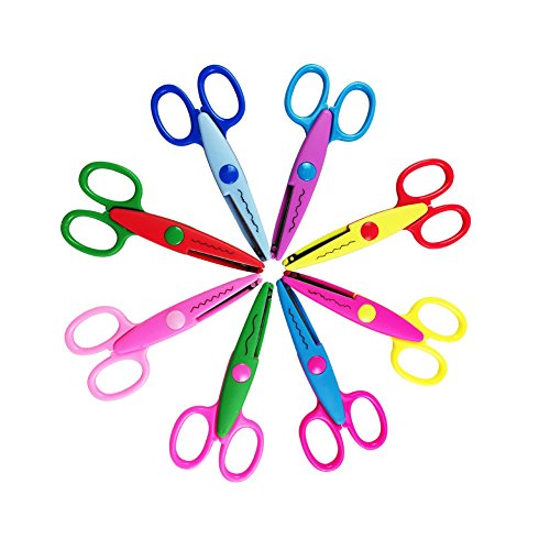 LANGSHOP 8 Pack Paper Edger Scissors Decorative Edging Scissors Craft Cutters for Kids HOUSWOUKER
