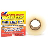Rescue Tape | Self-Fusing Silicone Tape | Emergency Pipe & Plumbing Repair | DIY Repairs | Seal Radiator Hose Leaks | Wrap Electrical Wires | Used by US Military | 1&rdquo; X 12&rsquo; | Silicone Rubber | Clear