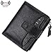 AINIMOER Women's RFID Blocking Leather Small Compact Bi-fold Zipper Pocket Wallet Card Case Purse with id Window (Lichee Black)