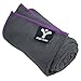 Yoga Mate Soft, Sweat Absorbent, Non-Slip Bikram Yoga Mat Size Towel, Gray | Purple Trim
