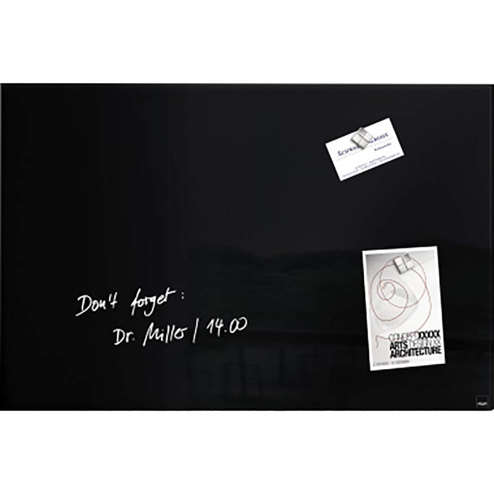 SIGEL GL120 Premium Glass magnetic Board, glossy surface, 60 x 40 cm, easy mounting, Black - Artverum