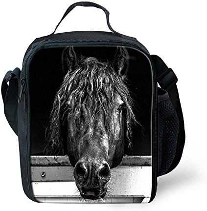 Horse Lunch Bag with Water Bottle Pocket for Picnic Kids School Trip Frestree