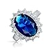 Bling Jewelry Kate Middleton Color Diana Sterling Silver CZ Blue Sapphire Color Royal Engagement Ring Kate Middleton Color Style - Size 9