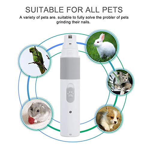Rusee Quiet Dog Nail Grinder,Electric Noise Free Pet Nail Grinder,Grooming Nail Clippers Trimmer for Large Small Medium Dogs with 2 Diamond Grinding Wheel