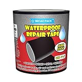 BROADPACK Rubberized Waterproof Repair Tape, Stop Leakage Seal Tape, Permanent Strong Adhesive Rescue Tape, UV Resistant, Environmentally Friendly, VOC-Free, (4 inch x 5 feet Black)