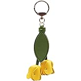 FYSIVOKE Leather Tulip Flower Keychain, Boho Floral Accessories Key Chains for Women Girls Wallet Purse Ring Pendant Charms