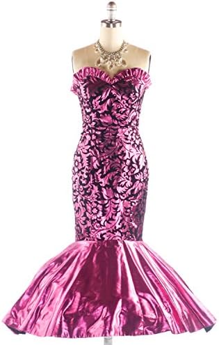 LM Vintage 80s Mermaid Strapless Sequins Prom Gown LM204