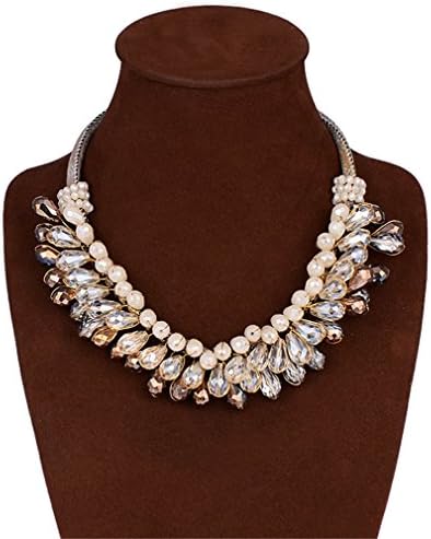 GBLXF Luxury Layered Crystal Bib Necklace,Beads Cluster Choker,Jewelry Decoration Dress Tools (Brown)