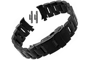 DAHASE Curved End Replacement Watch Band 18mm 20mm 22mm 24mm Stainless Steel Watchband Double Lock Buckle Wrist Belt Watch Strap SB5ZWT