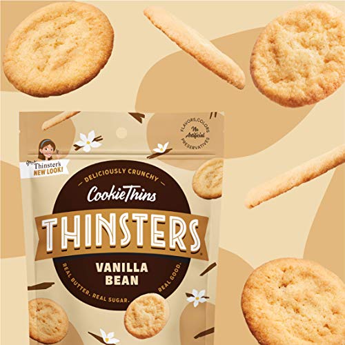 Thinsters Cookie Thins Vanilla Bean, 4 Ounce (Pack of 12), Non GMO, Peanut Free