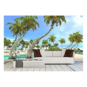 Tropical Paradise Beach - Removable Wall Mural | Self-Adhesive Large Wallpaper - 66x96 inches
