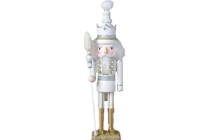 ZaH 18 Inch Wooden Nutcracker Ornaments Christmas Decorations Holiday Decor Kids Toys Nutcracker Puppets, White King