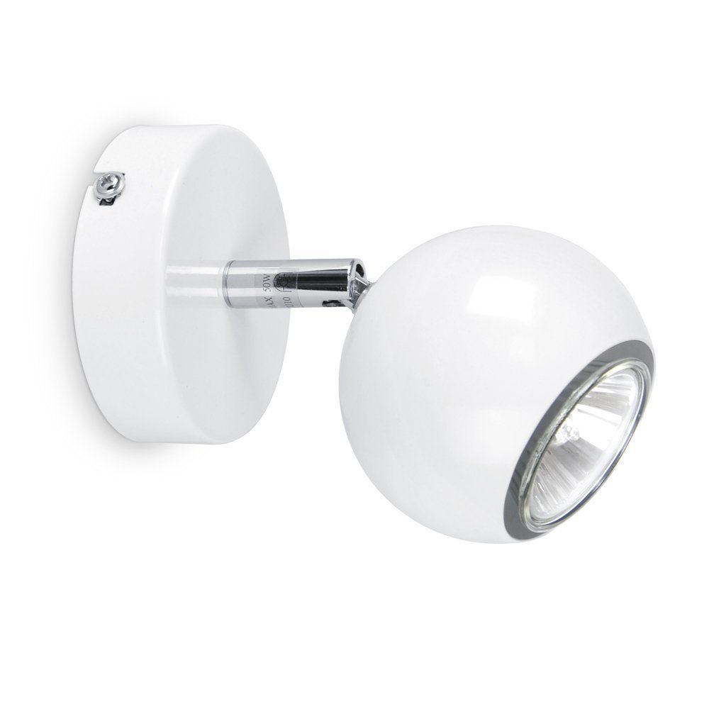 MiniSun | Modern Single Eyeball Wall Spotlight in Gloss White Finish | Ceiling Lighting, Home Décor & Improvement Essential | Mains Wired