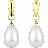 14k Gold Plated Lightweight Pearl Earrings,Trendy Jewelry,Teardrop Hoop Earrings for Women,Pearl Drop Earrings,Elegant Jewelry for Gifts