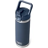 YETI Rambler 18 oz Bottle, Vacuum Insulated, Stainless Steel with Straw Cap, Navy