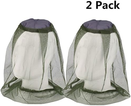 Drcool Mosquito Insect Head Net Face Mesh Hat for Outdoor Travel Camping (2 Pack)