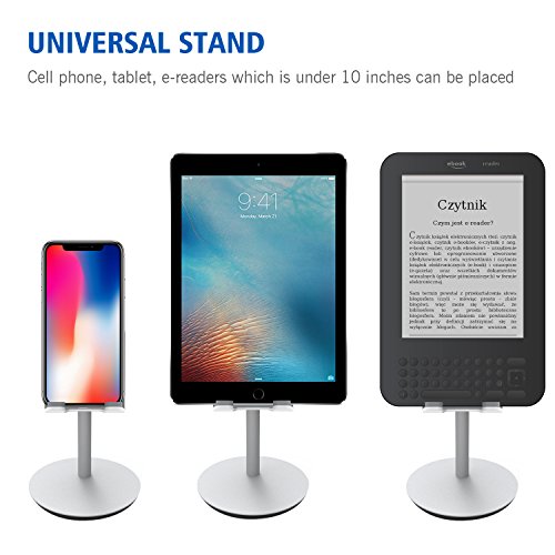Phone Stand,Cell Phone Holder Tablet Stand Desktop Holders Suit for Mobile Phone Tablets Below 10", Adjustable Mobile Phone Holder - Silver