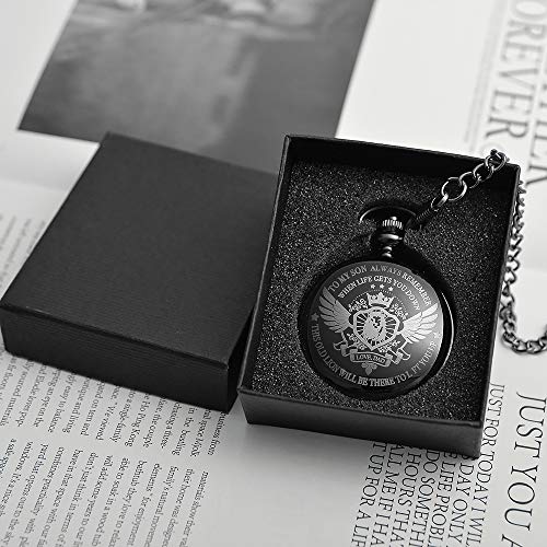 Yowming to My Son | Father and Son - Graduation Gifts for Him - Engraved “to My Son Love Dad” Quartz Pocket Watch - Perfect Gifts for Son for Christmas, Valentines Day, Birthday