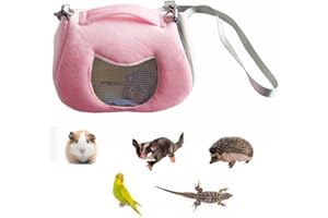 ANIAC Small Pet Carrier Bag with Adjustble Shoulder Strap Hamster Travel cage Breathable Rat Carrier Portable Travel Carrier for Guinea Pig Birds Bearded Dragon Hedgehog (Large, Pink)