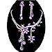 Chunlin Wedding Bridal Flower Leaf Rhinestone Crystal Necklace Drop Earrings Jewelry Set (Purple)