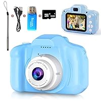 Digital Camera for Kids, Mini Blue Rechargeable Children Camera Shockproof 8.0MP HD Child Camcorder，Toddler Cameras with 16GB TF Card for Boys Age 3-8 Birthday Toy Gifts