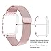 LKEITY Compatible for Apple Watch Band 42mm Series 1/2/3 Milanese Loop Stainless Steel Magnetic Band with Metal Case for iWatch Replacement Strap Rose Gold