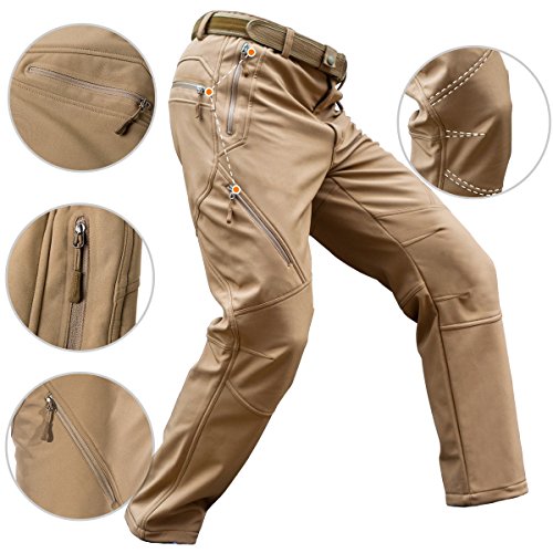 image for FREE SOLDIER Men's Fleece Lined Water Repellent Softshell Snow Ski Pan