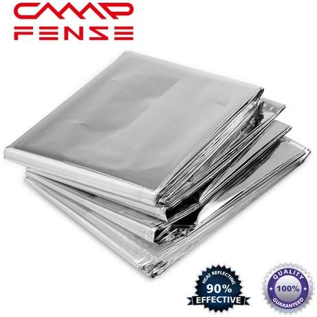 CampFENSE Emergency Blanket Silver Space Thermal Rescue Blanket 83" × 63" (210 × 160 cm) Emergency Essentials for Roadside Emergency Preparedness Survival Bag First Aid Kit Supplies Equipment (3)