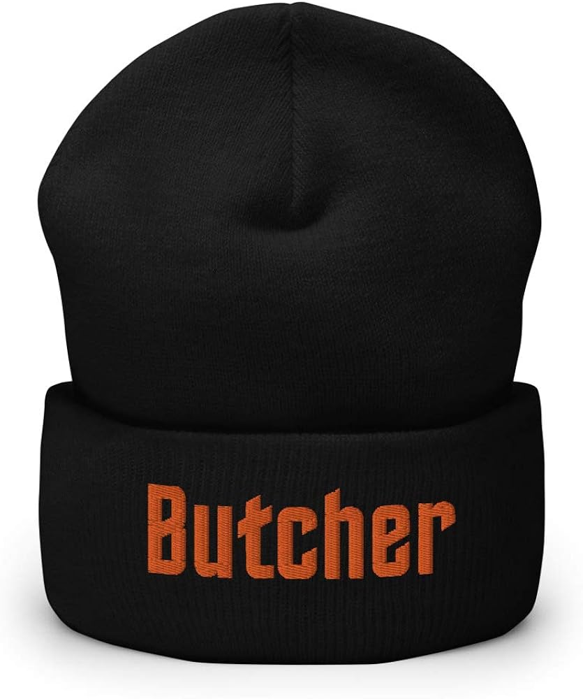 1P Butcher Cuffed Beanie FormFitting Embroidery Job Hat for Autum Winter Outdoor Black Amazon